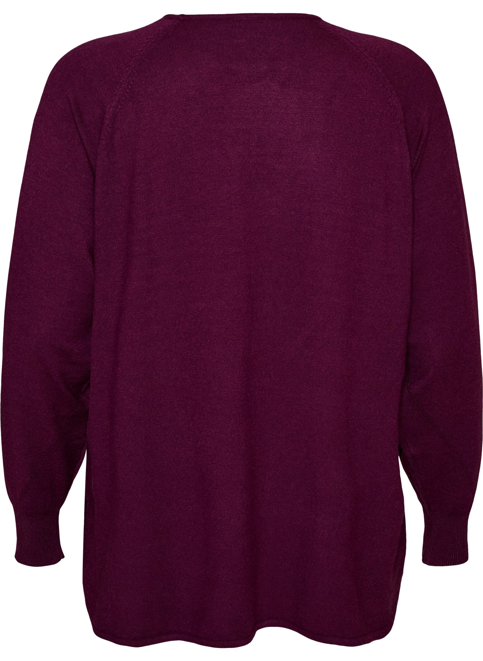 ZizzifashionKnitted blouse with round neck and knitted pattern, Red, Packshot image number 1