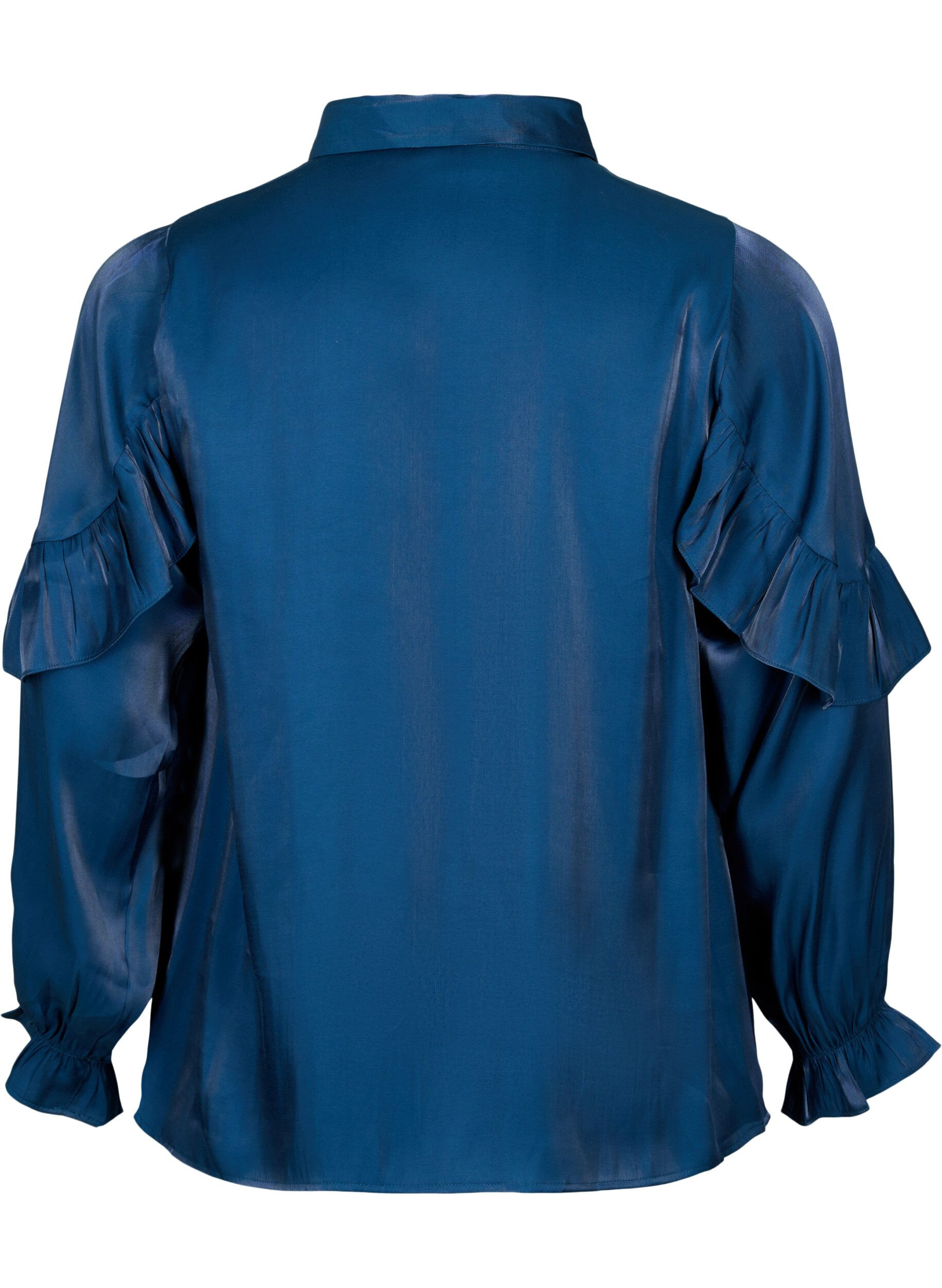 Zizzifashion Viscose shirt with ruffles, Titan, Packshot image number 1