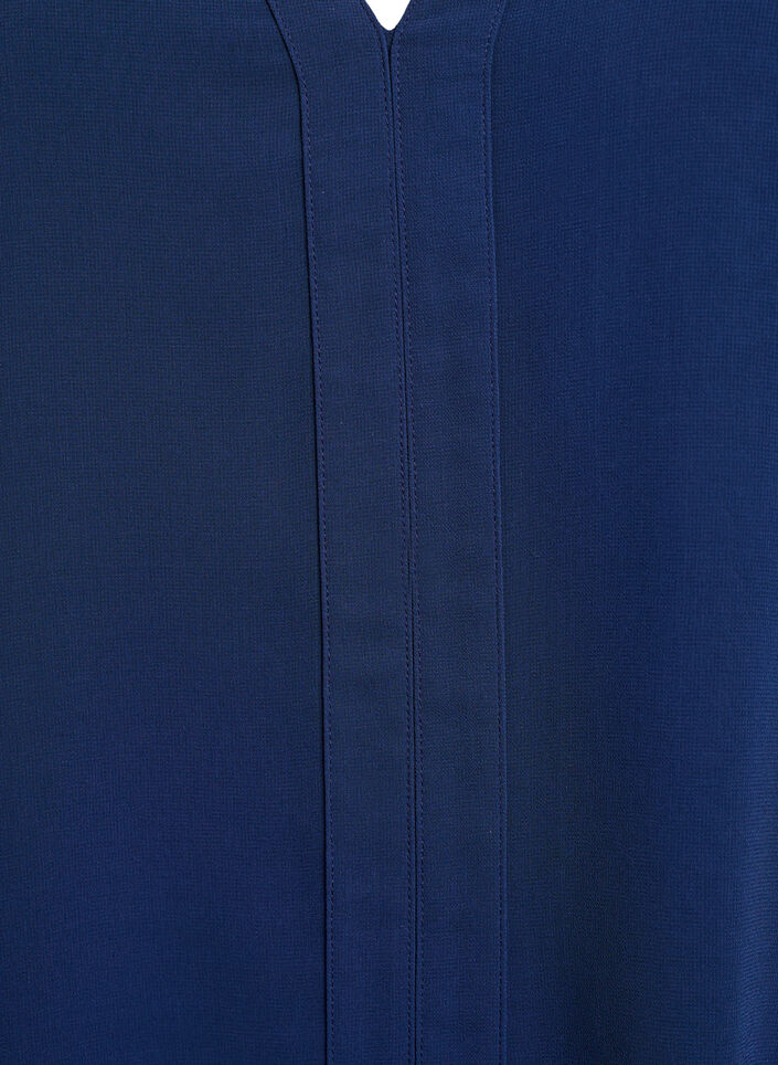 Blouse with sheer sleeves and smocking, Blue, Packshot image number 2