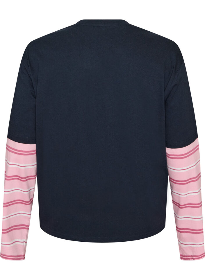 T-shirt with a sporty layered look, Blue, Packshot image number 1