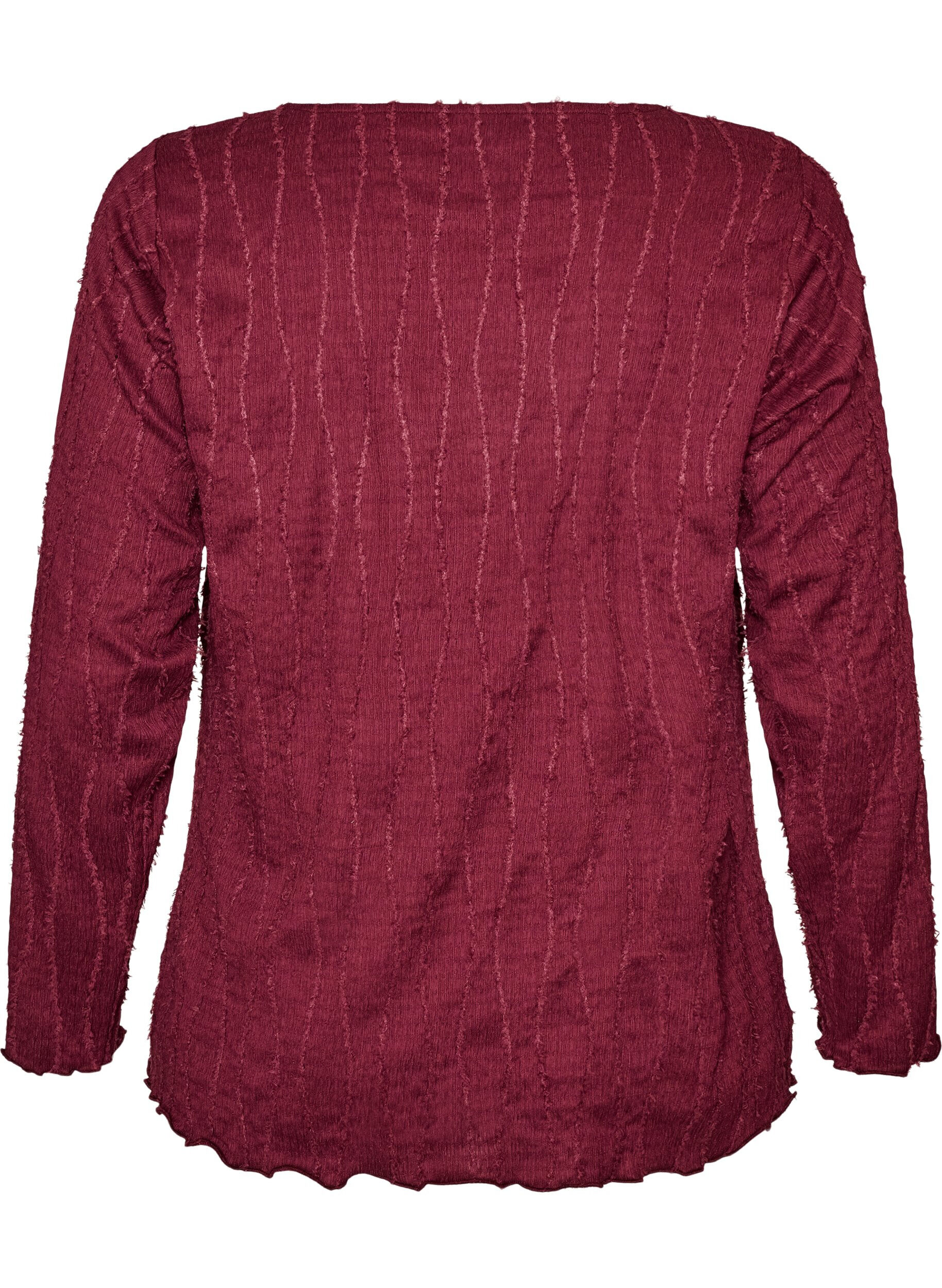 ZizzifashionJersey blouse with a wavy texture, Red, Packshot image number 1