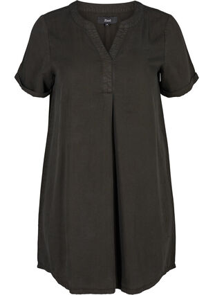 Short-sleeved lyocell dress, Black, Packshot image number 0