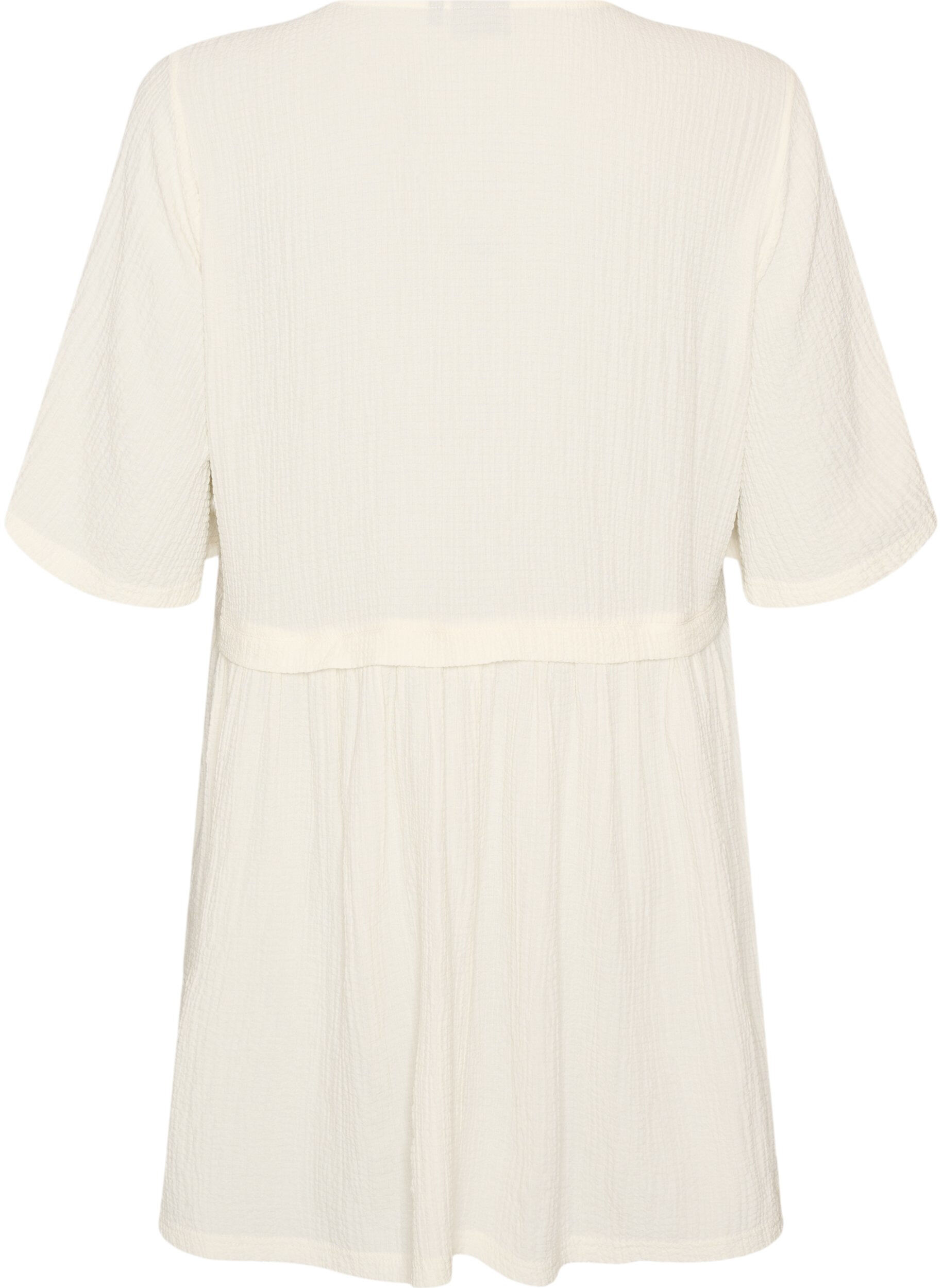 Zizzifashion Tunic with crinkled texture and 1/2 sleeves, Vanilla, Packshot image number 1