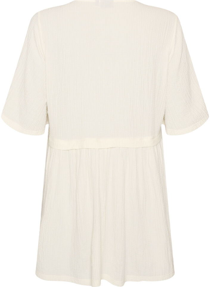 Tunic with crinkled texture and 1/2 sleeves, Vanilla, Packshot image number 1