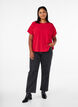 Blouse with short sleeves and a round neckline, Red, Model image number 1