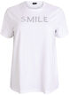 Cotton T-shirt with embroidered text, White, Packshot image number 0