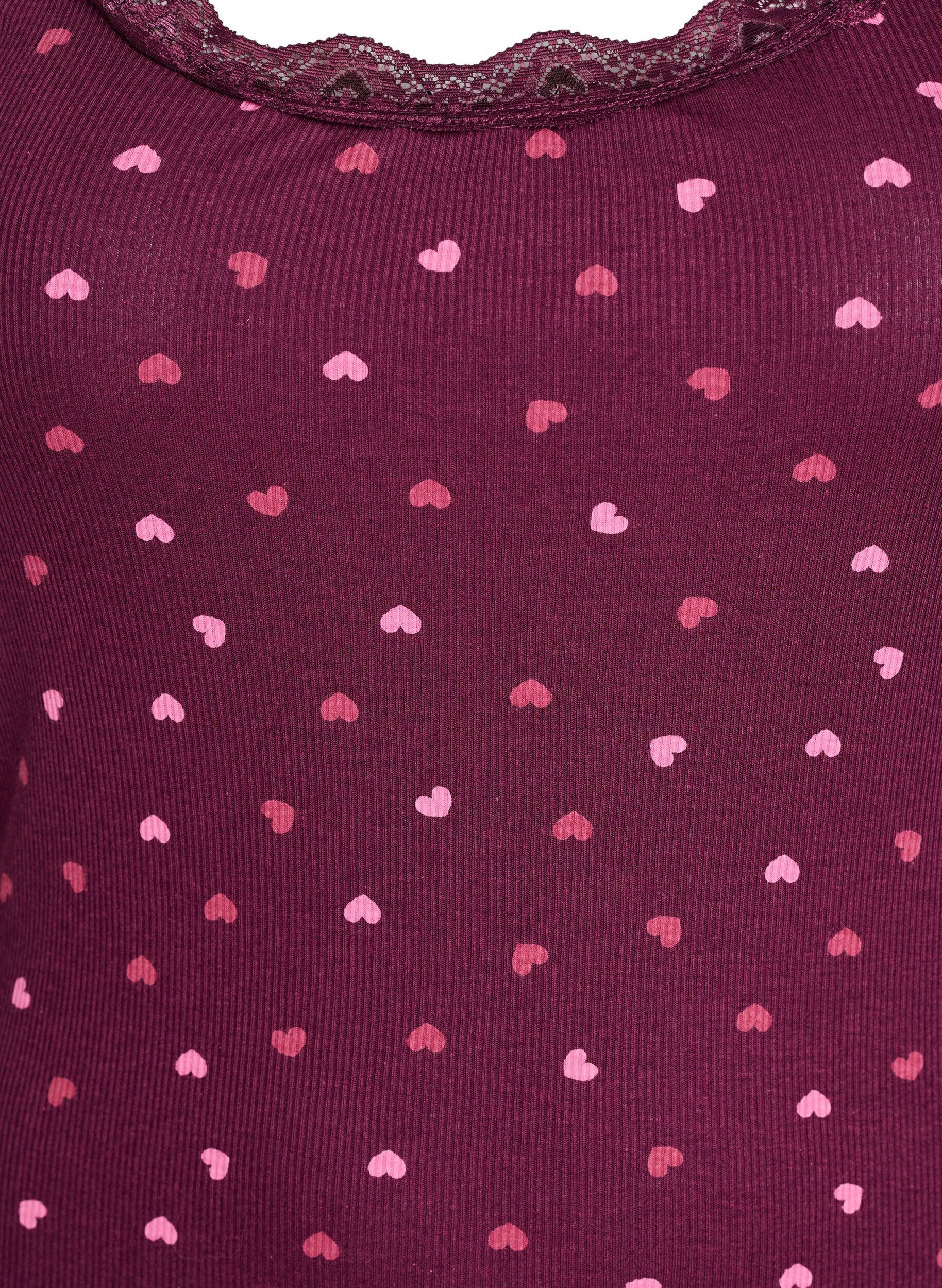 Zizzifashion Top with print and lace edge, Dark Bordeaux, Packshot image number 2