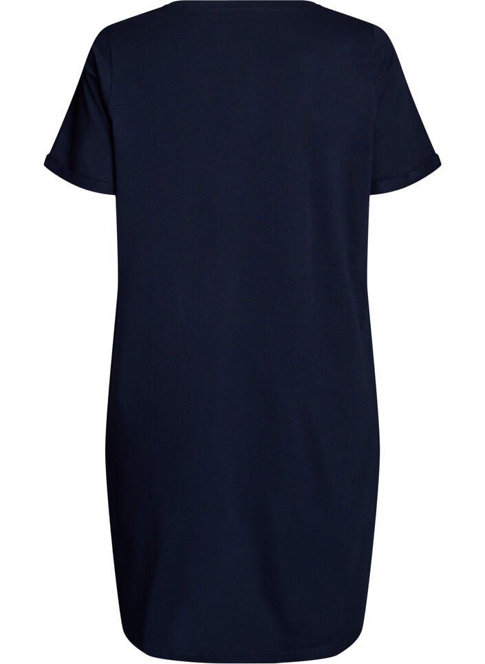 Short-sleeved nightgown in organic cotton, Blue, Packshot image number 1