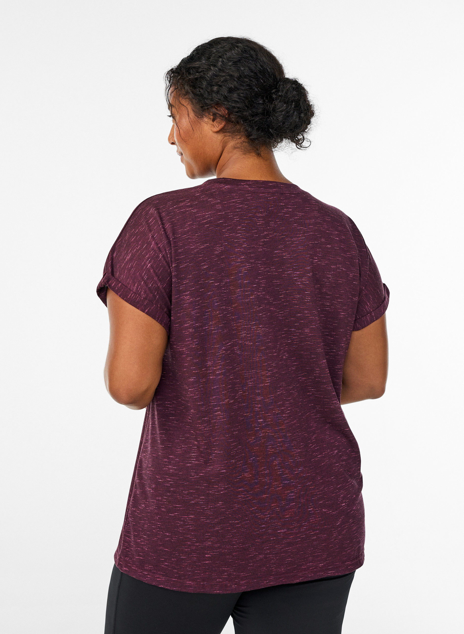 ZizzifashionLoose workout t-shirt with short sleeves, Dark Bordeaux, Model image number 2
