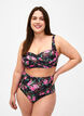 Extra high-waisted bikini bottom with print, Pink, Model image number 0
