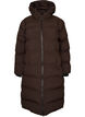 Long puffer winter coat with hood, Brown, Packshot image number 0