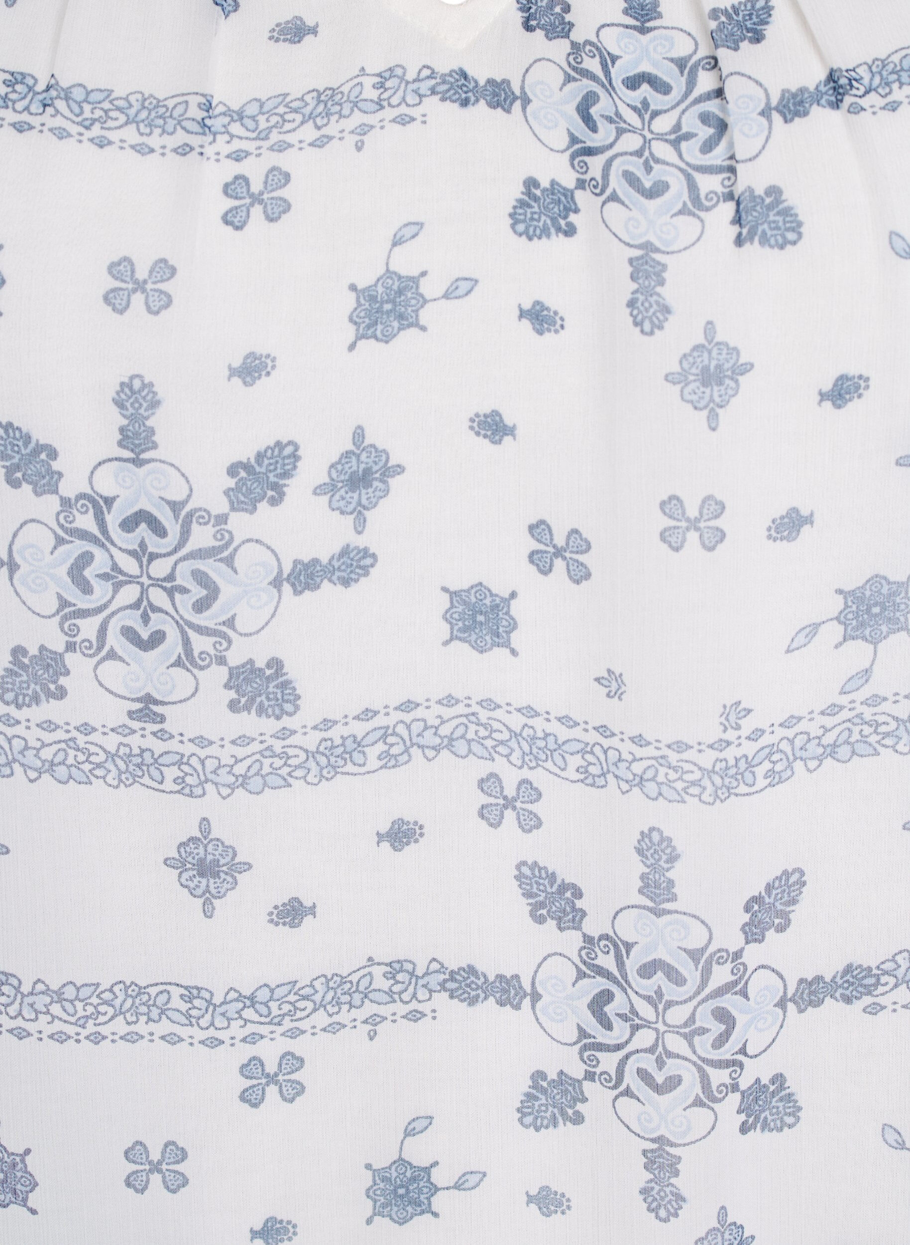 Zizzifashion Patterned blouse with ruffle detailing and short sleeves, White, Packshot image number 2