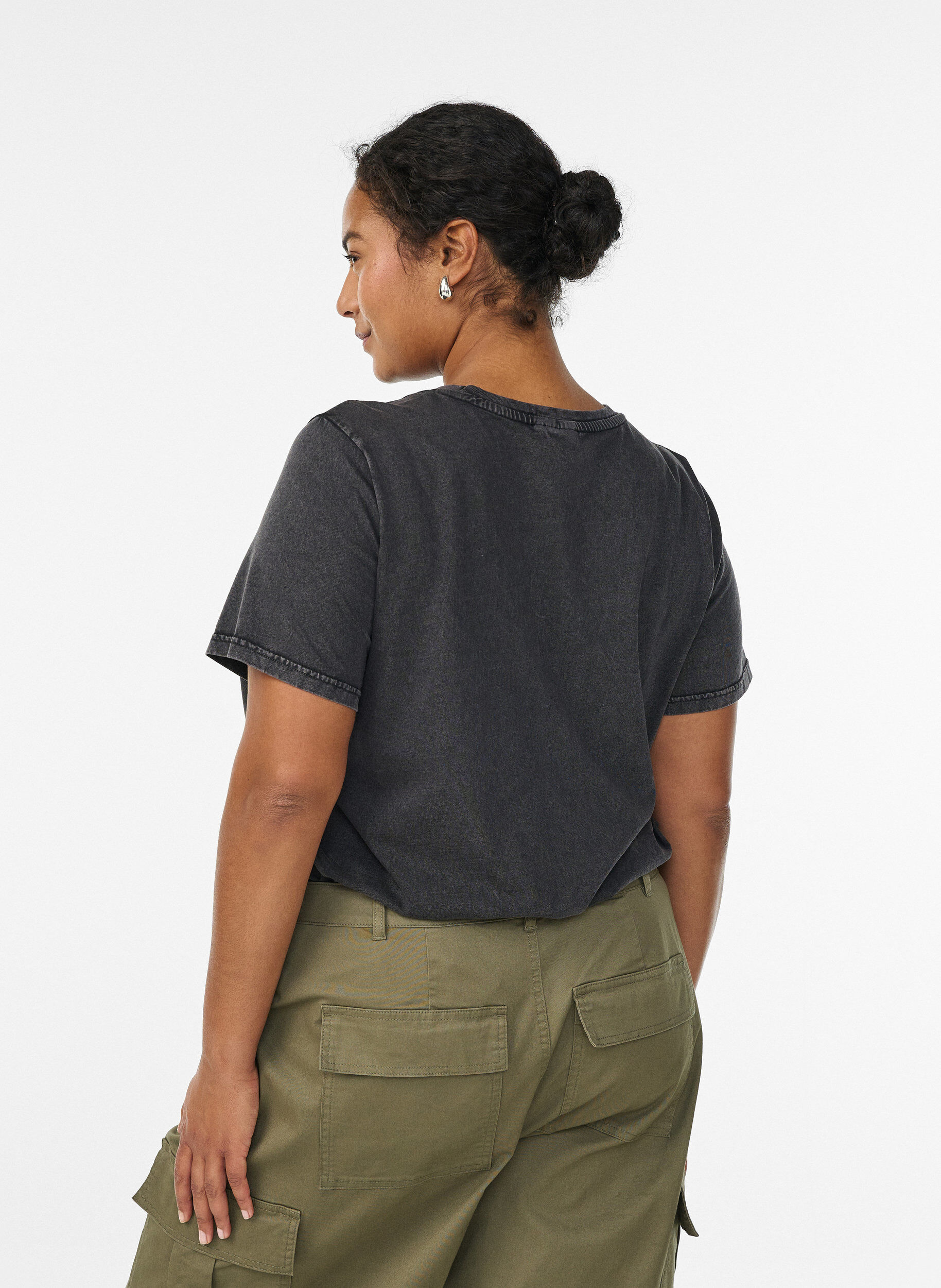 Zizzifashion Organic cotton t-shirt with print, Dark Grey, Model image number 1