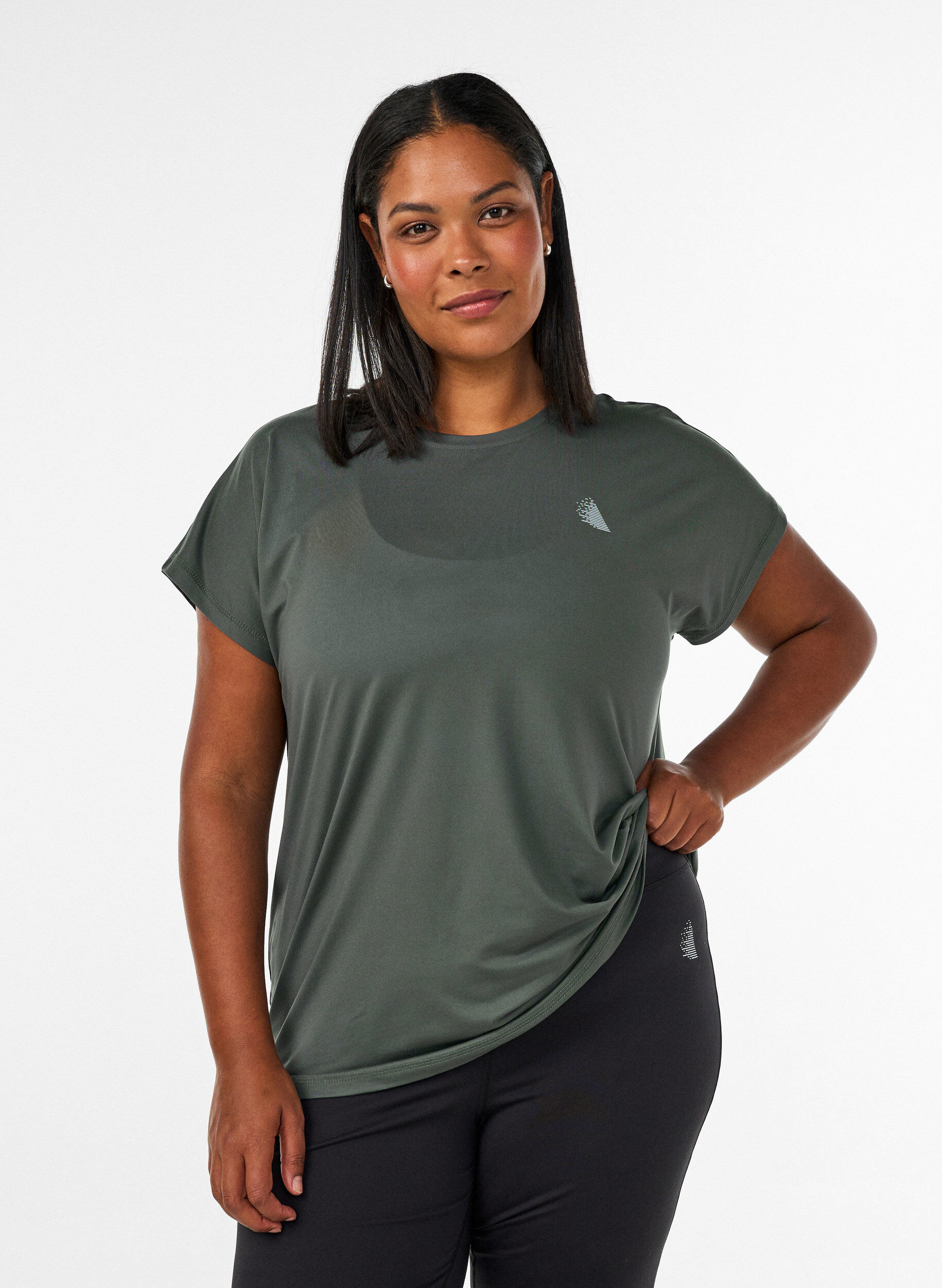 Solid-coloured training T-shirt, Green, Model