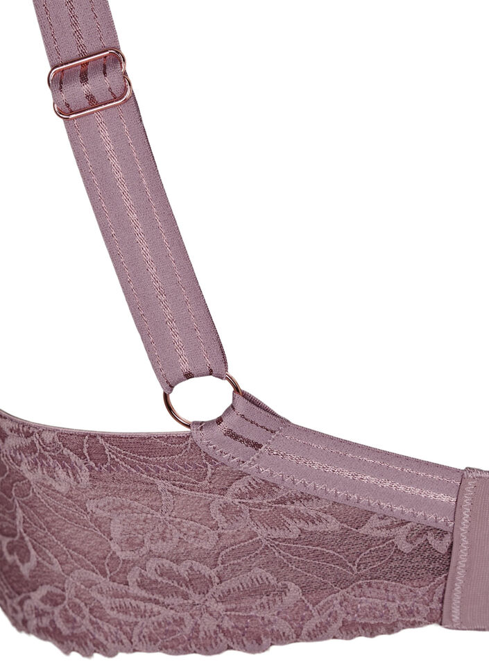 Moulded bra with lace and smooth cups, Rose, Packshot image number 4