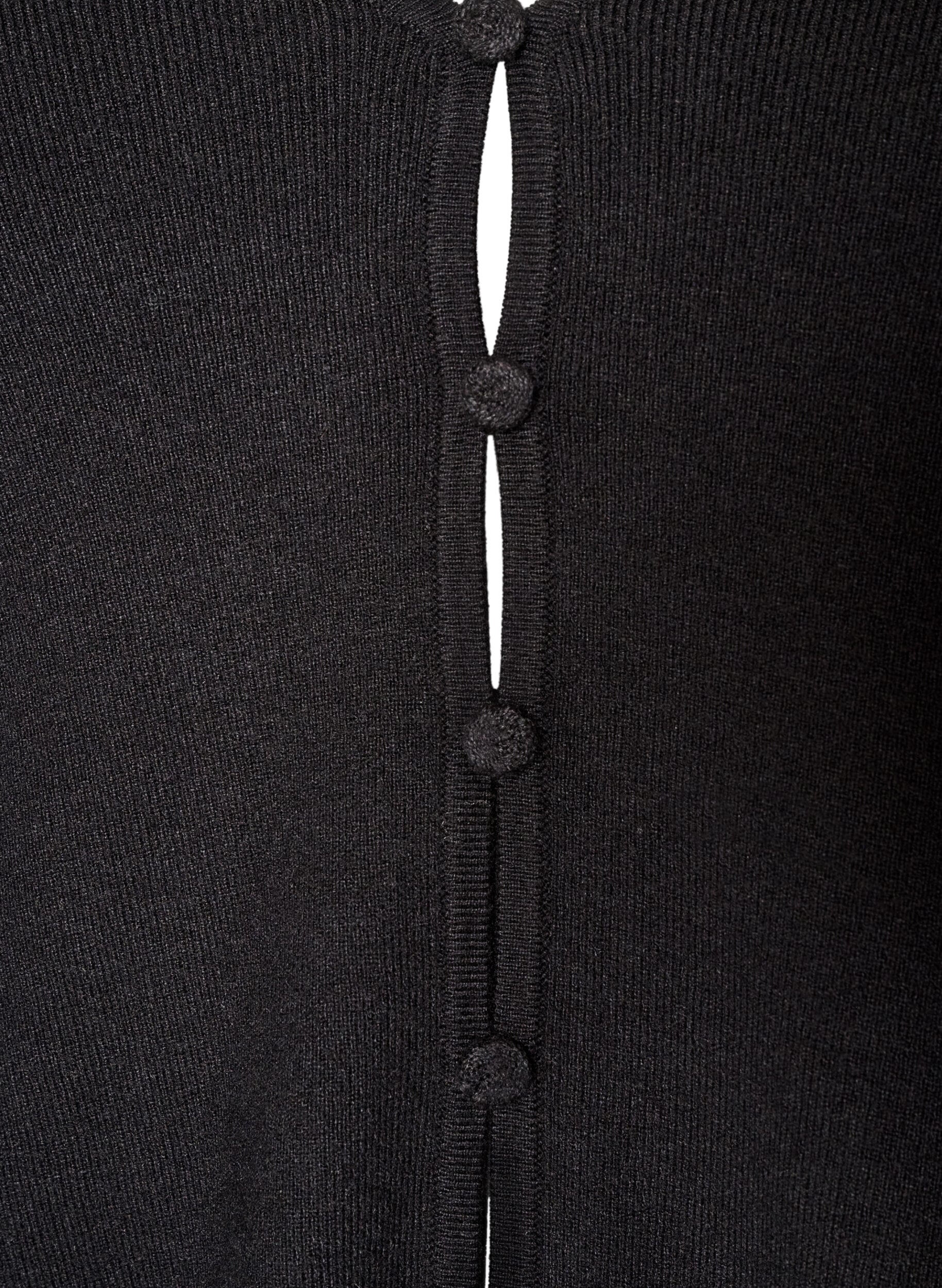 ZizzifashionFine-knit cardigan with fabric-covered buttons, Black, Packshot image number 2