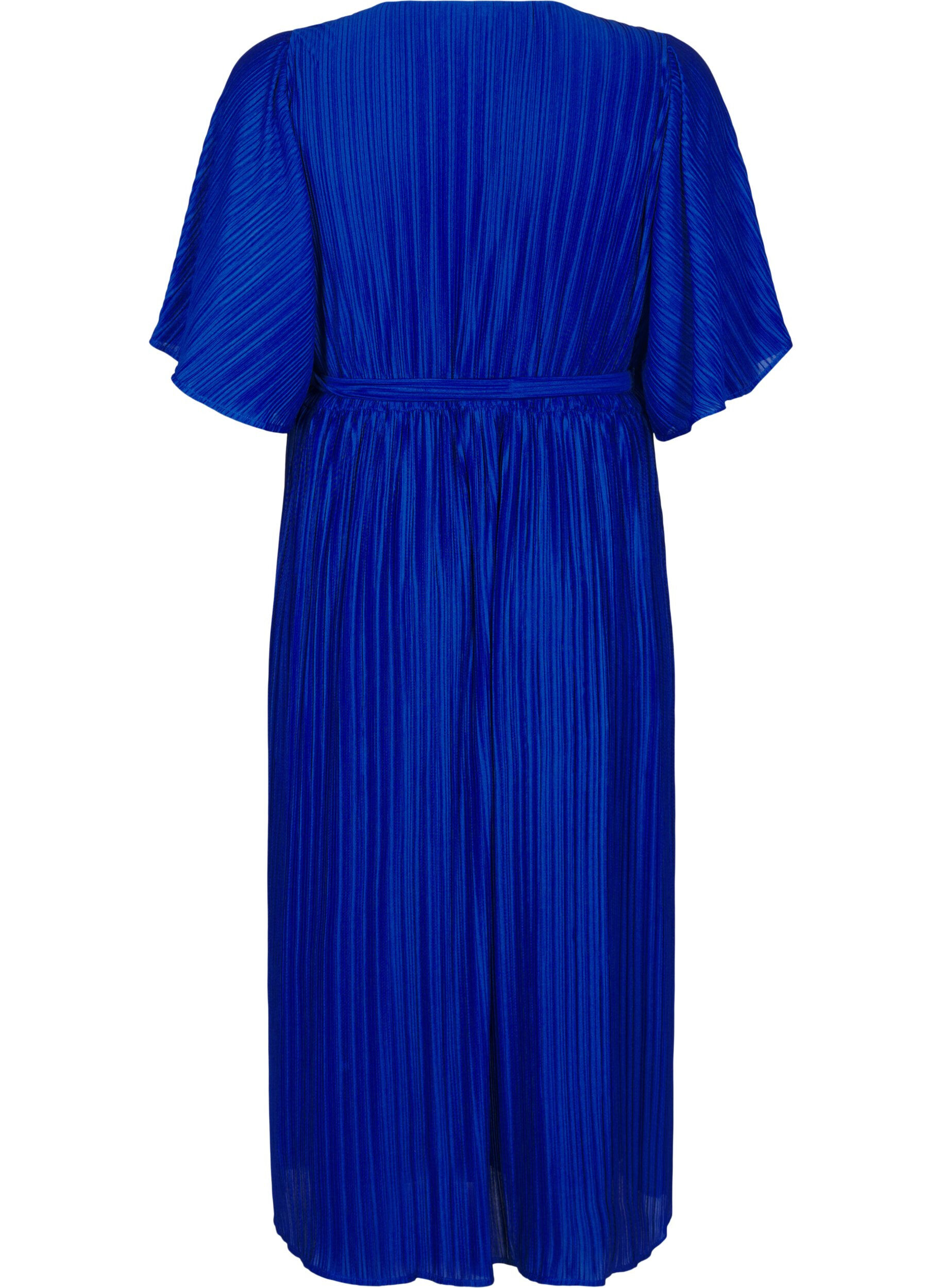 Zizzifashion Pleated midi dress with batwing sleeves, Blue, Packshot image number 1
