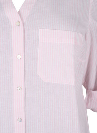 Shirt blouse with button closure in cotton-linen blend, Rosebloom White, Packshot image number 3