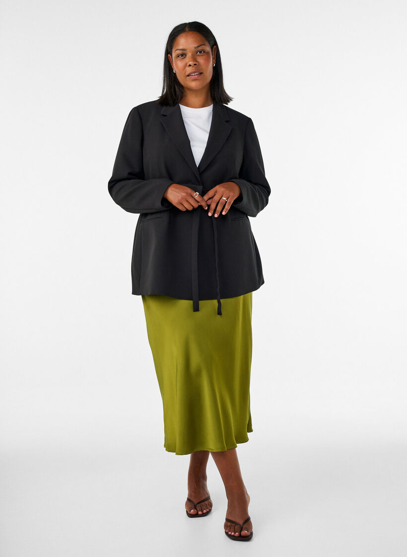 Satin midi skirt, Green, Model image number 0