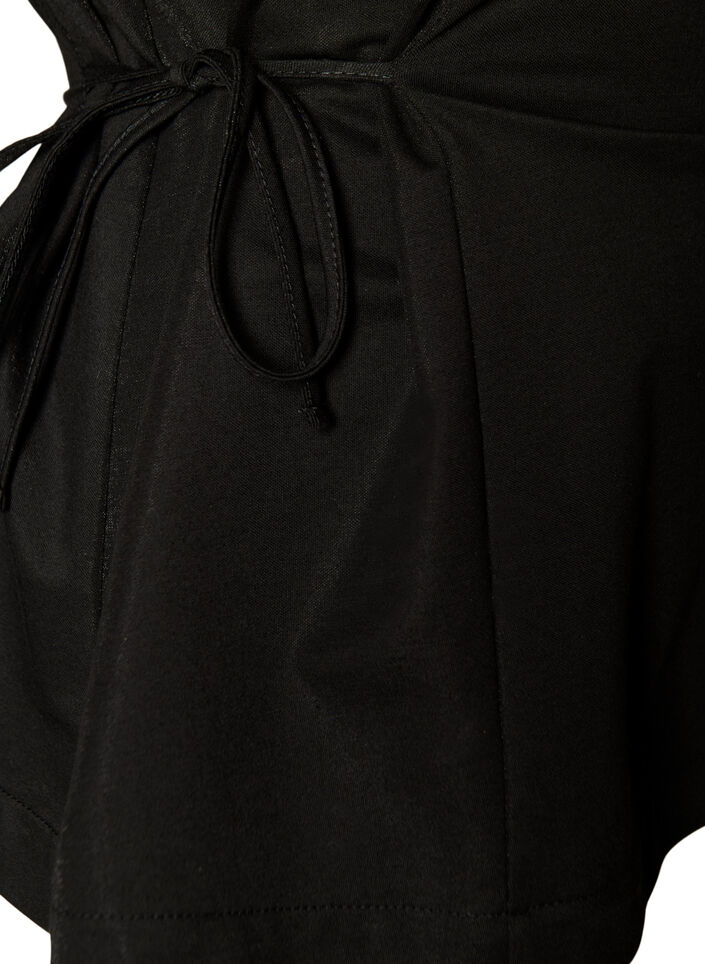 Blouse in a cotton blend with a V-neck and tie-string, Black, Packshot image number 3