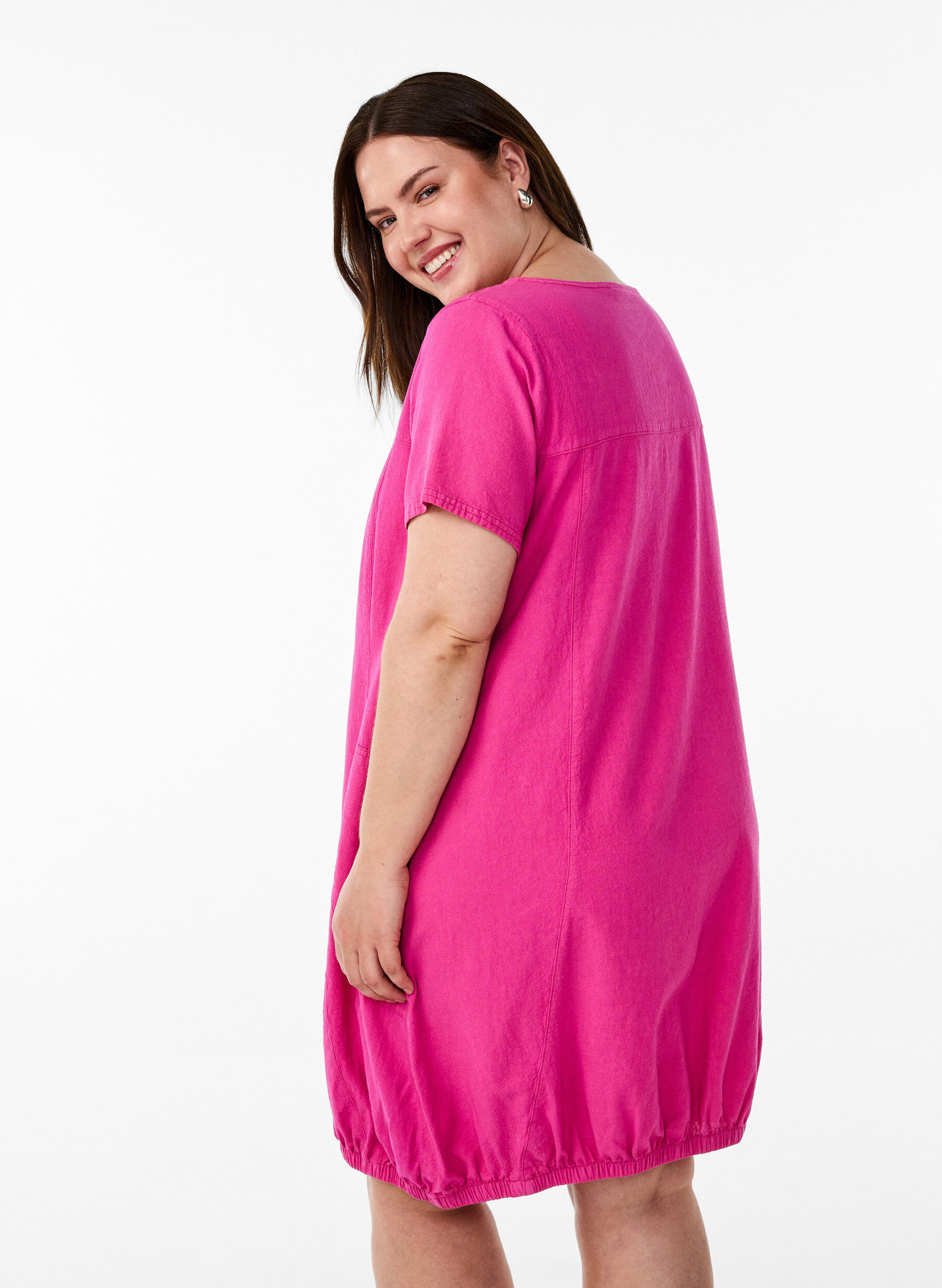 ZizzifashionShort sleeve cotton dress, Rose, Model image number 2