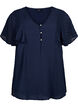 Blouse with dotted texture and short sleeves, Navy Blazer, Packshot image number 0