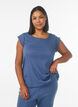 Organic cotton pyjama top with cap sleeves, Blue, Model image number 0