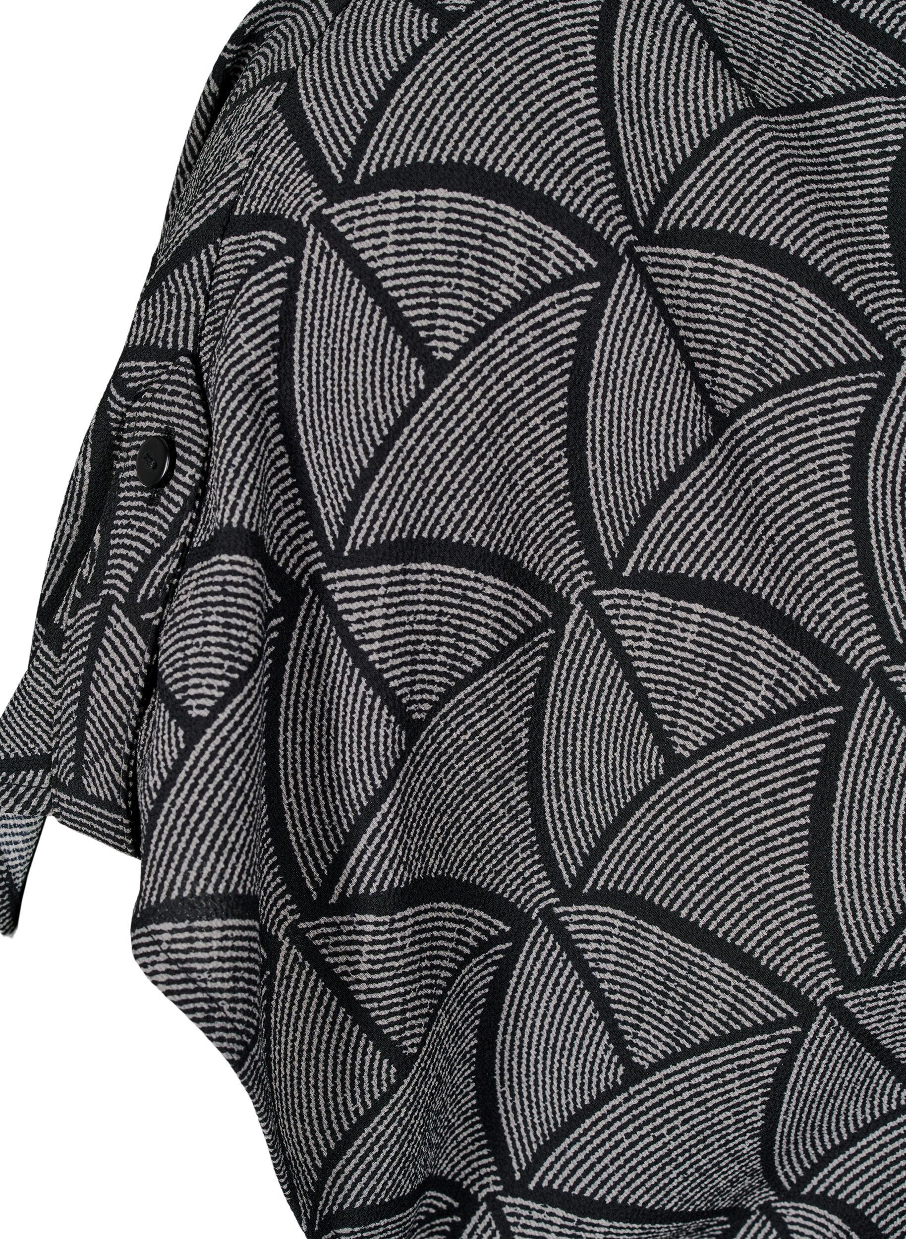 Zizzifashion Short-sleeved blouse with print, Black Grey Graphic , Packshot image number 4