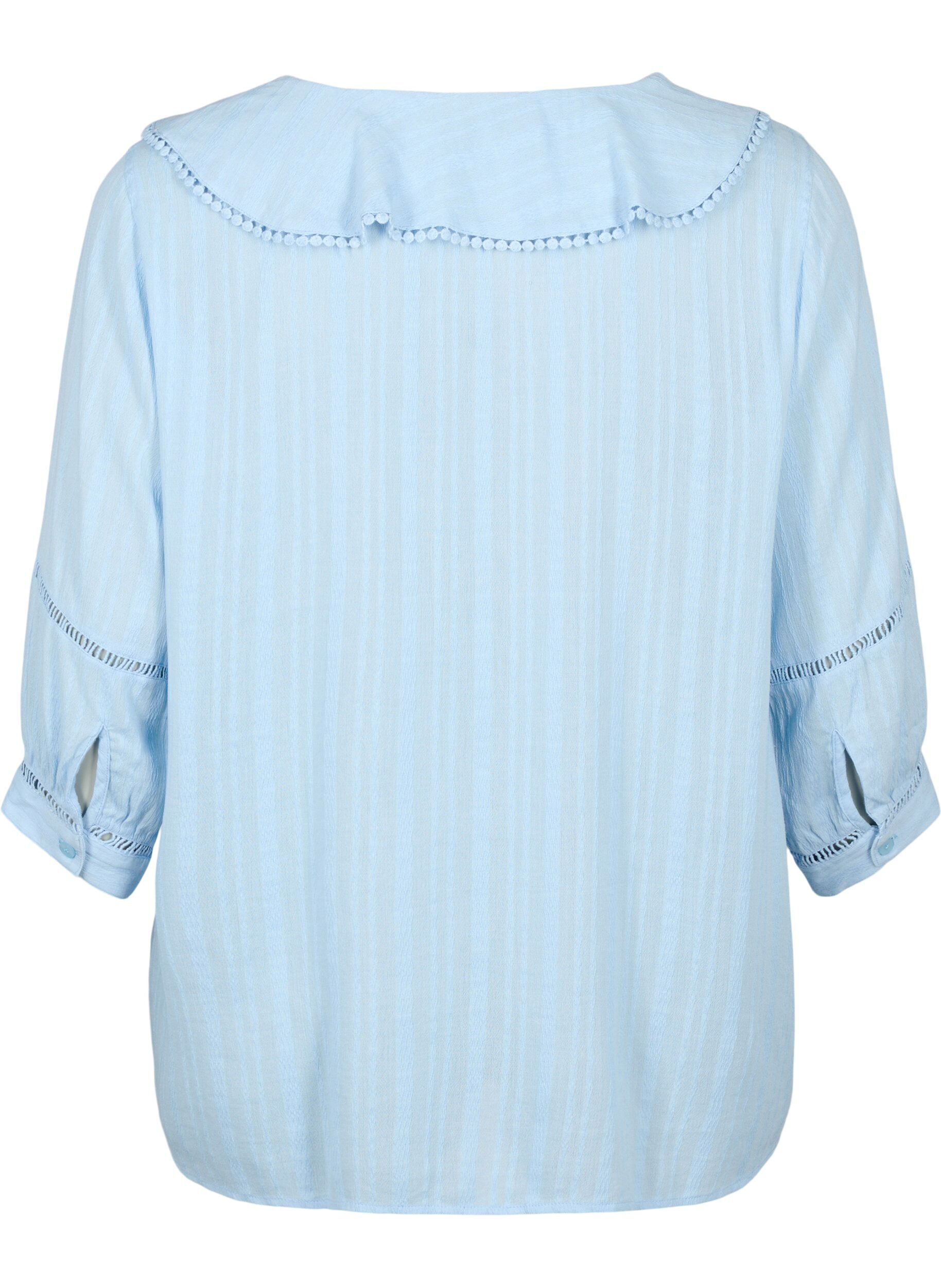 Zizzifashion Blouse with 3/4 sleeves and lace, Chambray Blue, Packshot image number 1