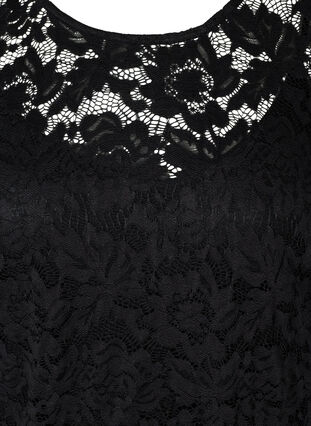 Long-sleeved lace dress with a round neck, Black, Packshot image number 2