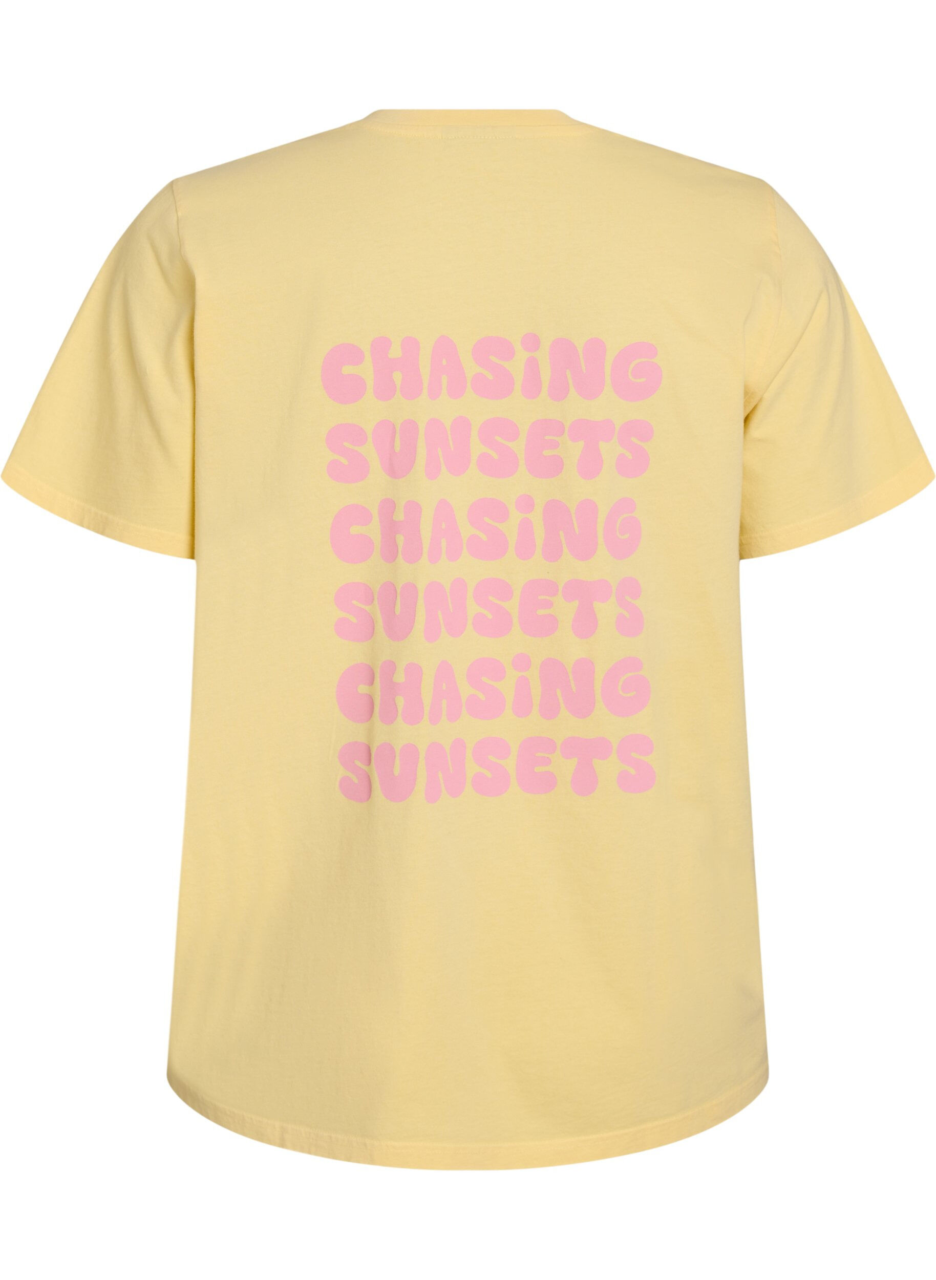 Zizzifashion Organic cotton T-shirt with back print, Yellow, Packshot image number 1
