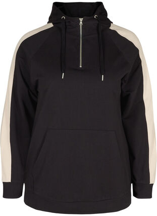 Sweatshirt with a hood and pocket, Black, Packshot image number 0