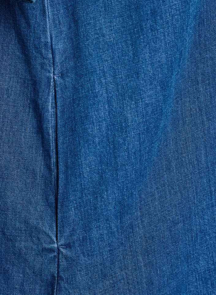 Denim dress with buttons and tie detail, Blue, Packshot