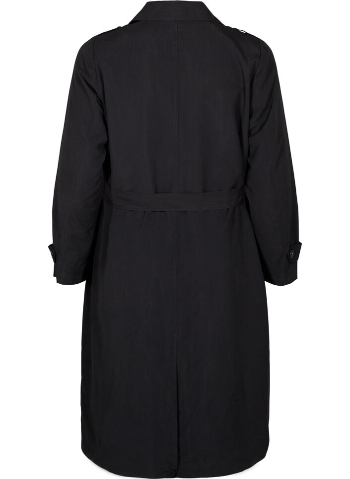 Long trench coat with belt, Black, Packshot image number 1