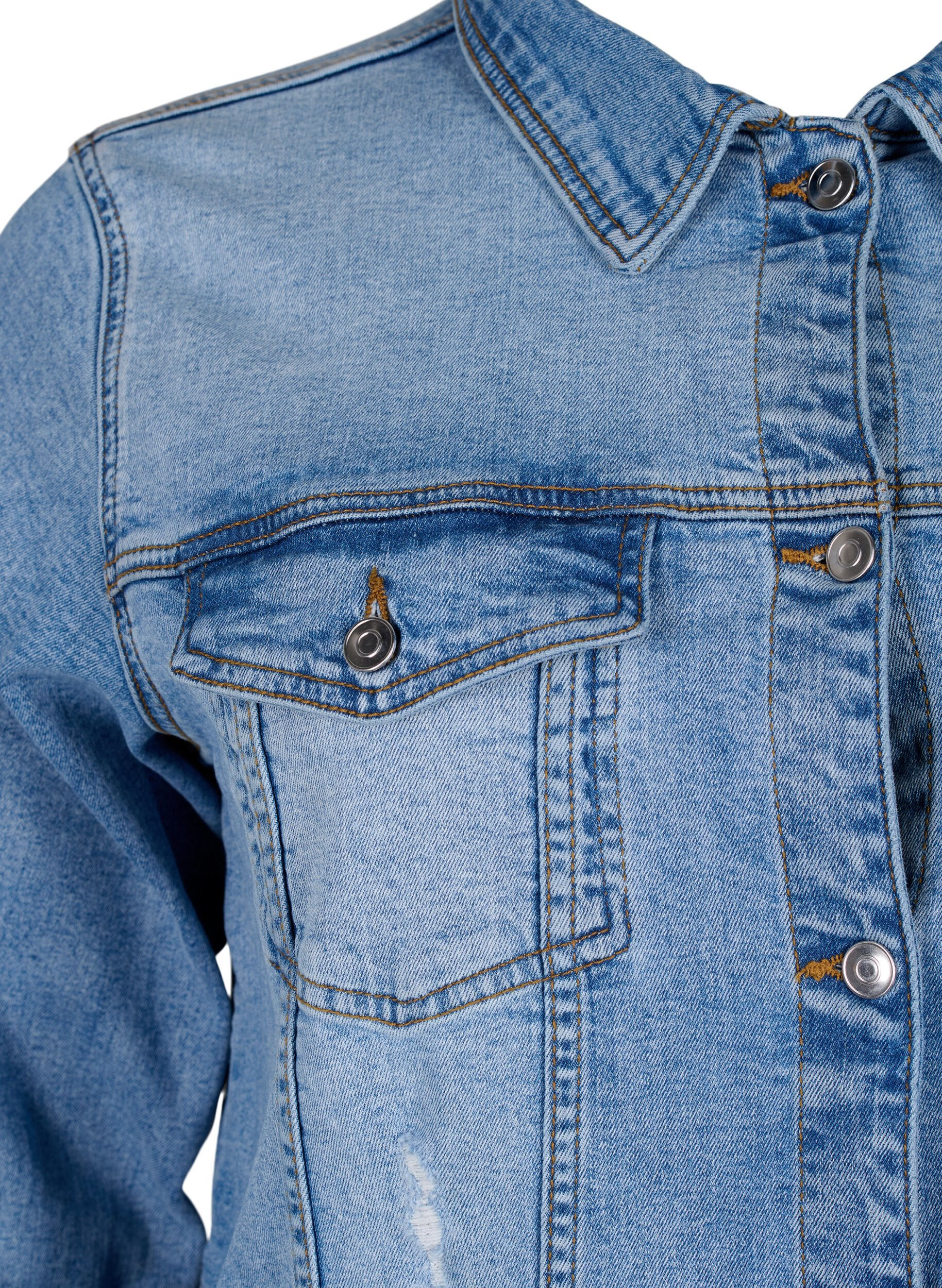 Zizzifashion Short cotton denim jacket, Light blue denim, Packshot image number 2