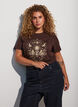 Cotton T-shirt with front print, Brown, Model image number 0
