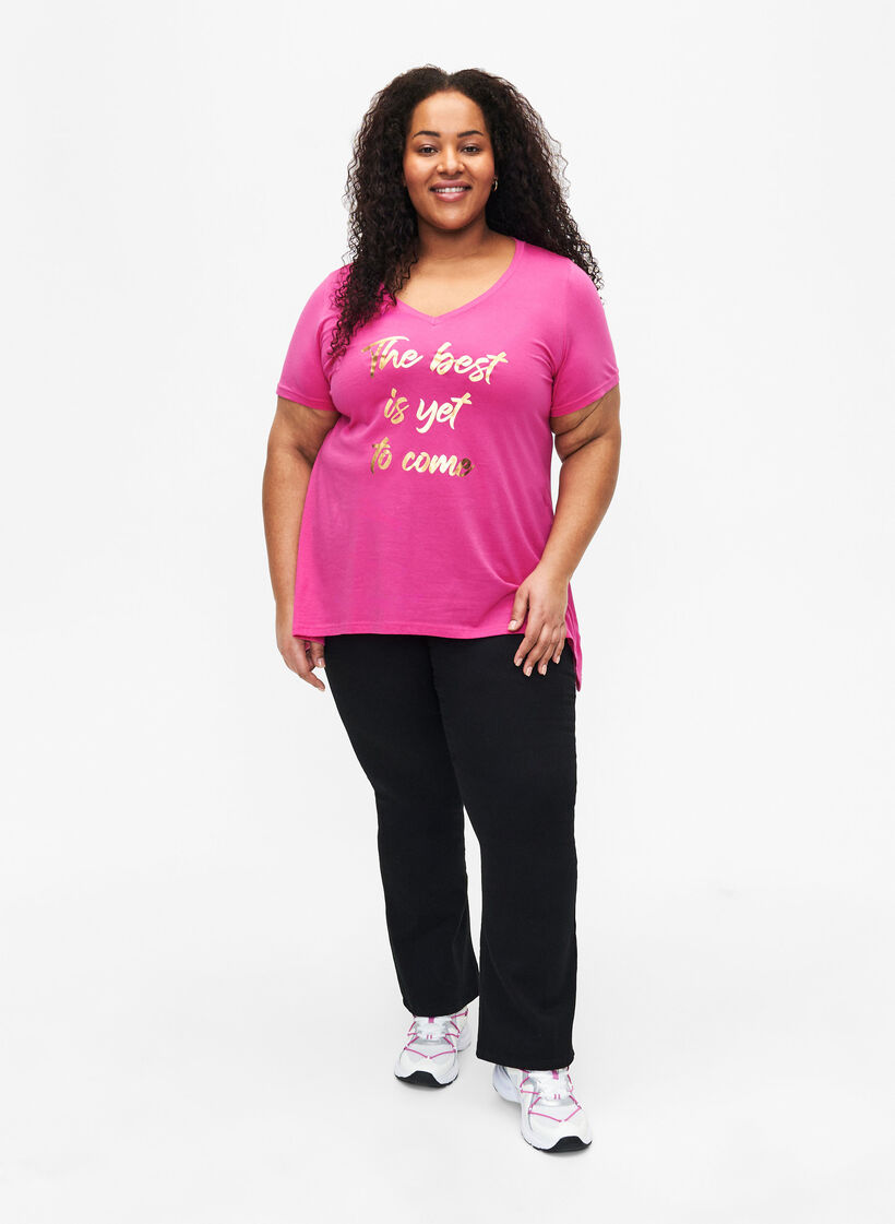 Cotton t-shirt with short sleeves, Raspberry S. Best, Model image number 2