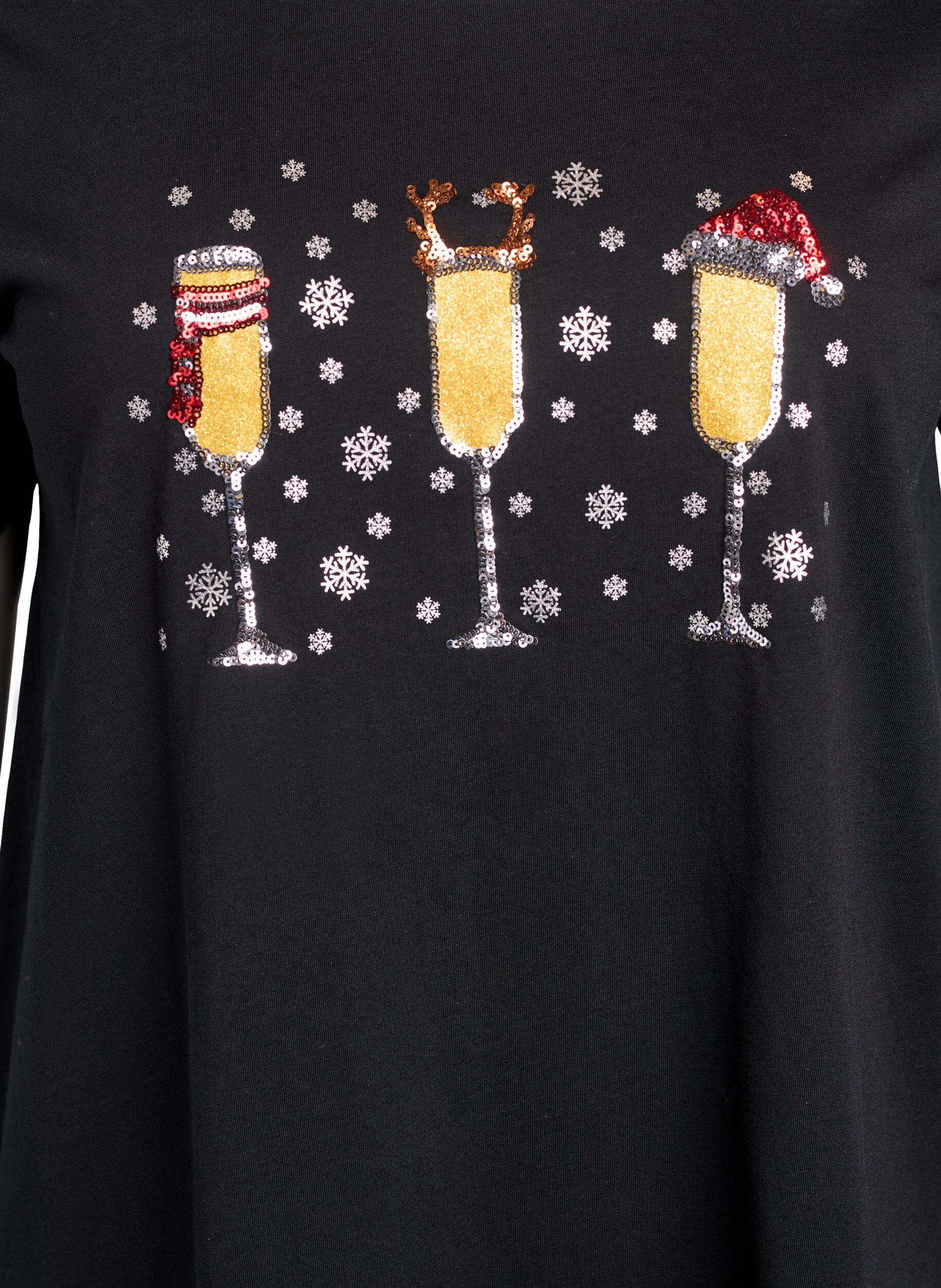 ZizzifashionChristmas t-shirt in organic cotton, Black, Packshot image number 2