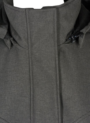 Long, hooded softshell jacket, Dark Grey Melange, Packshot image number 2