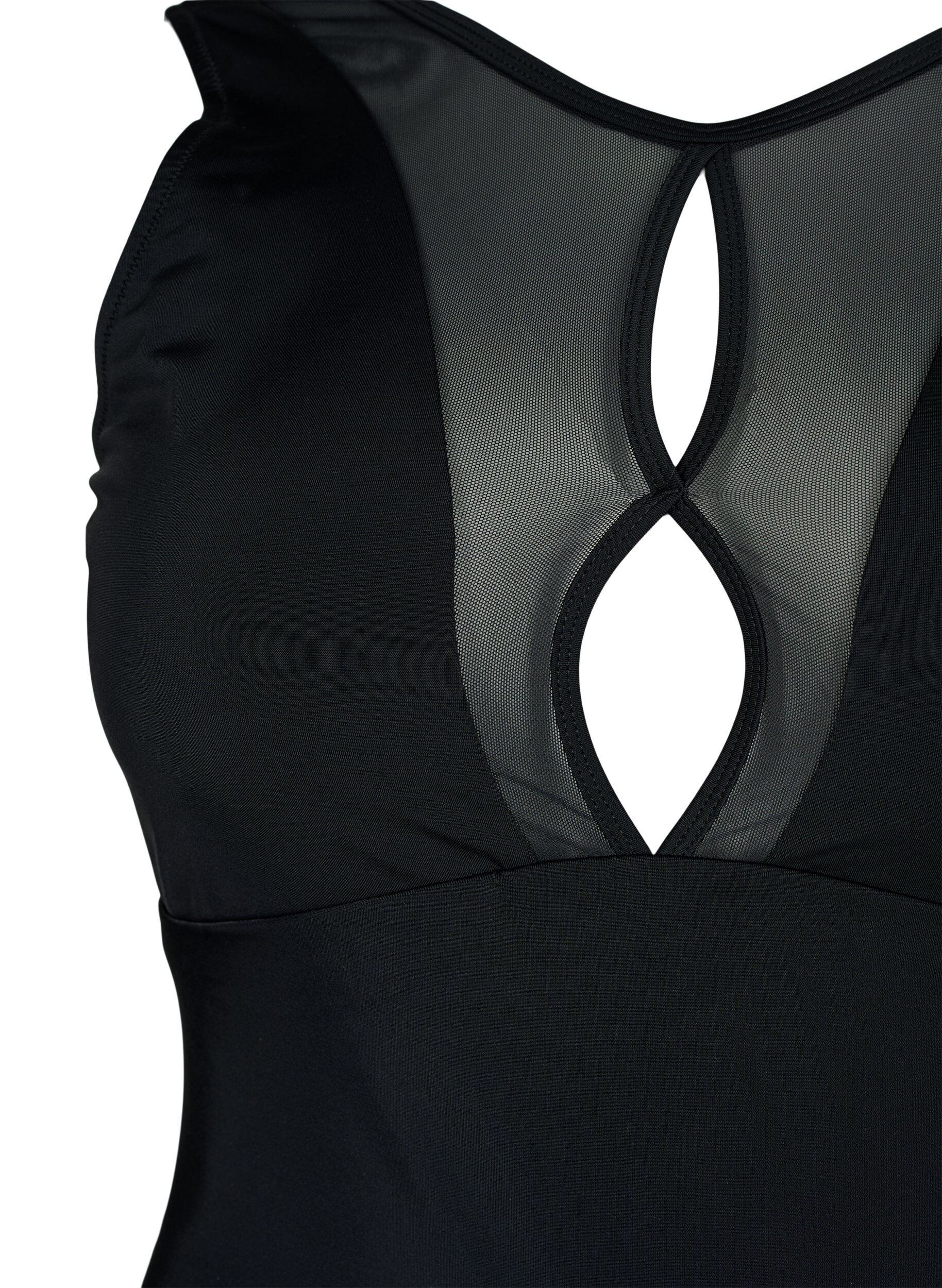 Zizzifashion Swimsuit with mesh detail in front, Black, Packshot image number 2