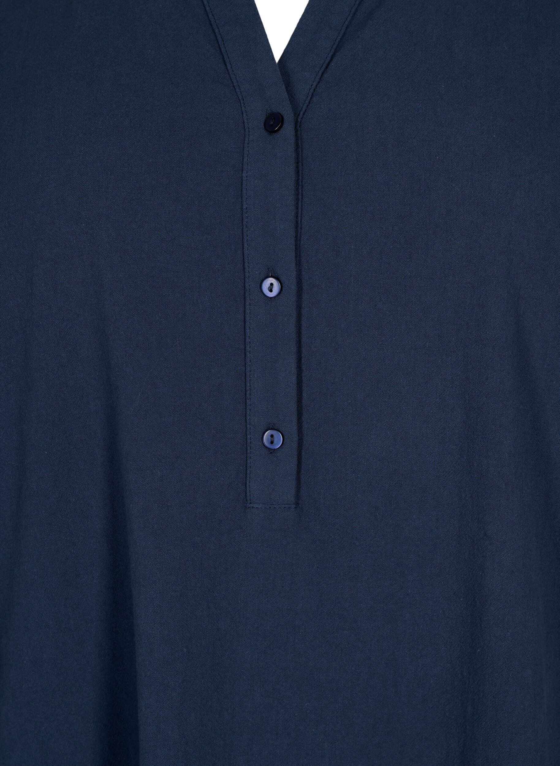 Zizzifashion FLASH - Short sleeved midi dress in cotton, Navy Blazer, Packshot image number 2