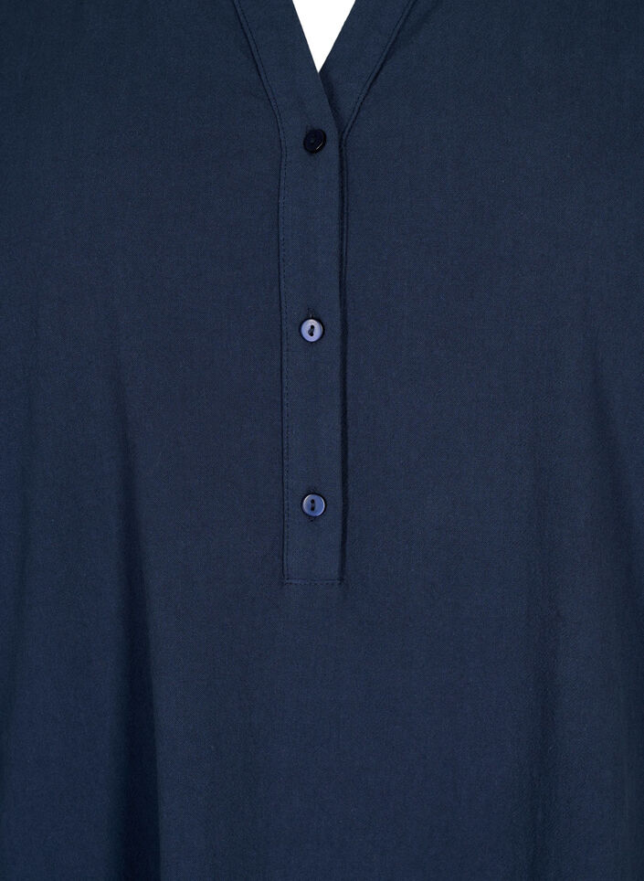 FLASH - Short sleeved midi dress in cotton, Navy Blazer, Packshot image number 2