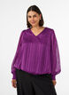 Striped blouse with a balloon shape, Purple, Model image number 0