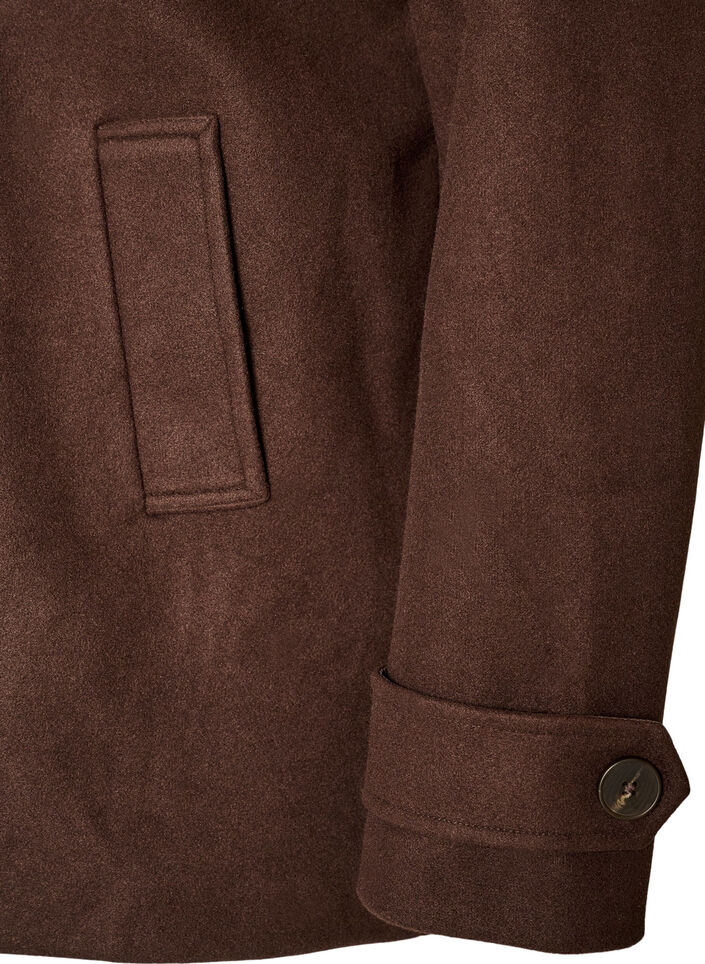 Short coat with double-breasted button closure, Brown, Packshot