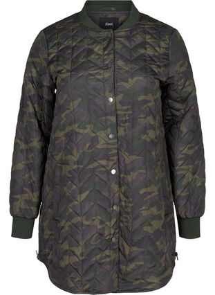 Quilted jacket with a print and button fastening, Camou as sample, Packshot image number 0