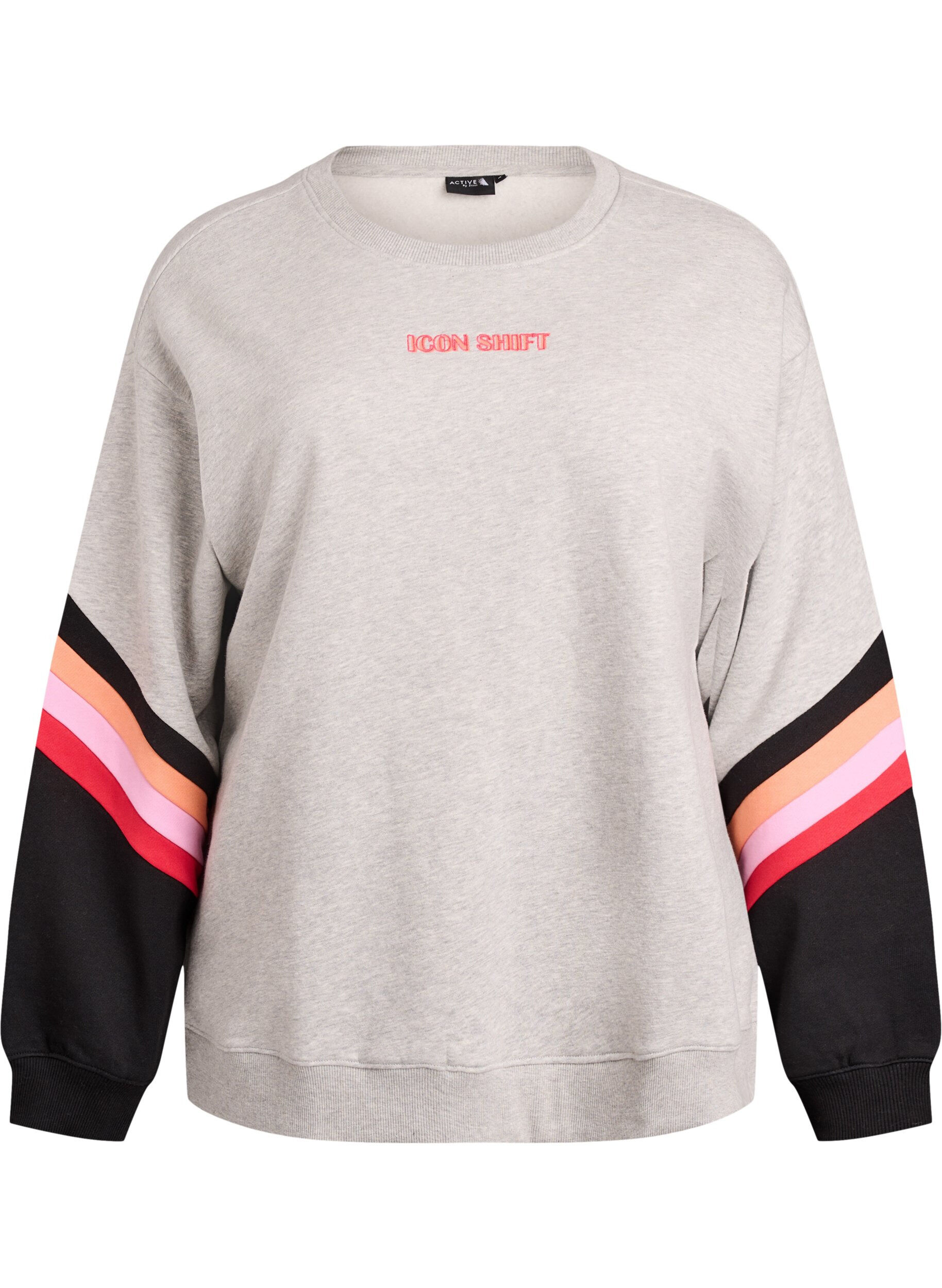 ZizzifashionLoose sweatshirt with contrast details on the sleeves, Grey, Packshot image number 0