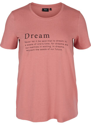 Short-sleeved nightshirt with print, Dusty Rose Mélange, Packshot image number 0