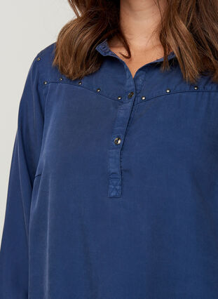 Lyocell tunic with studs, Dark Denim, Model image number 2