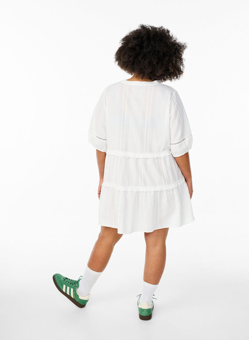 A-shape tunic with ruffles, White, Model image number 2