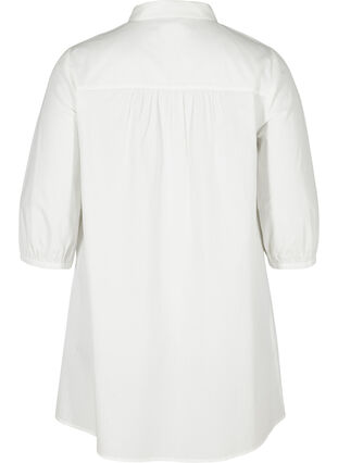 Cotton tunic with 3/4 sleeves and lace, Bright White, Packshot image number 1